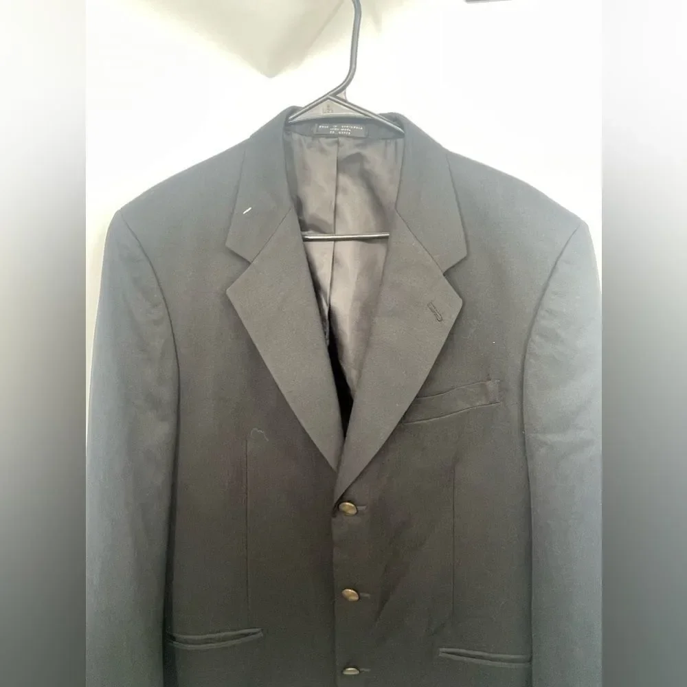 Albert Nipon Classic Navy Blue Blazer with‎ Gold Buttons  Suit  size 40L K-04